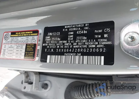 2024 Kia K5 Gt-Line из США, поврежденный, VIN 5XXG64J28RG230692